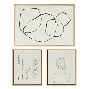 (Set of 3) 23" x 33" Sylvie Going in Circles and Minimalist Woman Framed Canvas Set Natural - Kate & Laurel All Things Decor: - 1 of 4