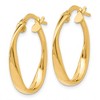 Black Bow Jewelry 3mm x 24mm (15/16 Inch) 14k Yellow Gold Polished Twist Oval Hoops - 2 of 4