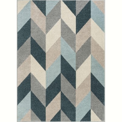 Well Woven Selene Herringbone Chevron Geometric Soft Blue Area Rug
