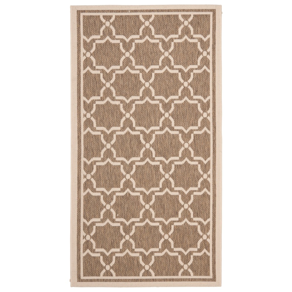 2'7inX5' Rectangle Isla Outdoor Patio Rug Brown/Bone - Safavieh