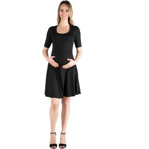 Maternity Knee Length A-Line Elbow Sleeve Dress - 24seven Comfort Apparel™ - 1 of 4
