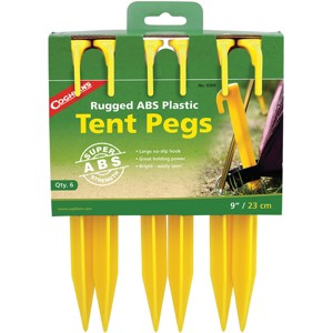 Coghlan's Rugged ABS Plastic 9" Tent Pegs (6 Pack), Survival Camping Stakes - 1 of 2