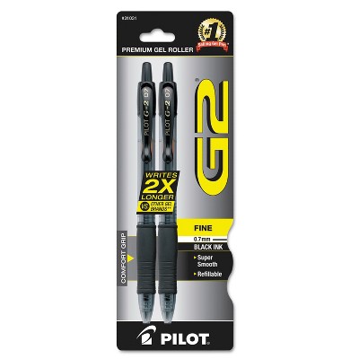 Pilot G2 Premium Retractable Gel Ink Pen Refillable Black Ink .7mm 2/Pack 31031