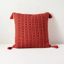 Oversized Chunky Woven Textured Square Throw Pillow Coral - Opalhouse™ designed with Jungalow™