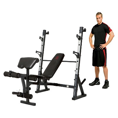 Adjustable Gray and Black Steel Olympic Weight Bench