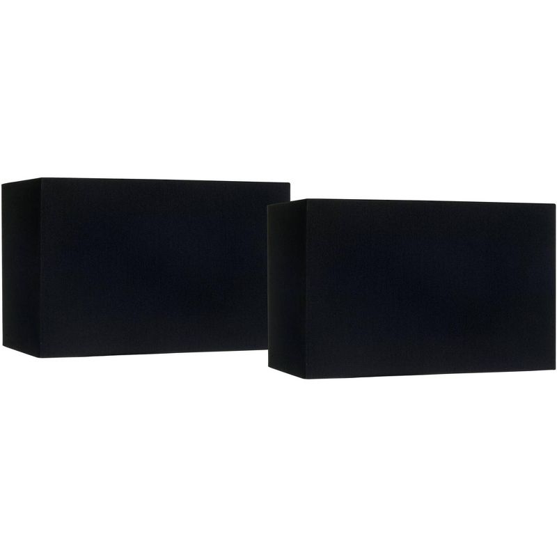 Springcrest Set of 2 Rectangular Lamp Shades Black Medium 16" Wide x 8" Deep x 10" High Spider Replacement Harp and Finial Fitting, 1 of 7