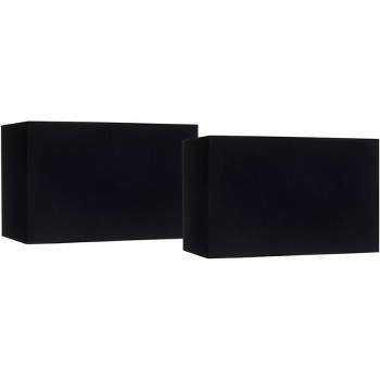 Springcrest Set of 2 Rectangular Lamp Shades Black Medium 16" Wide x 8" Deep x 10" High Spider Replacement Harp and Finial Fitting
