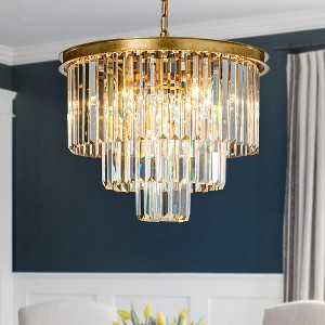 ALOADECOR Glam Dual-Use Crystal Chandelier 10-Light Contemporary Ceiling Fixture for Versatile Interior Lighting - 1 of 4
