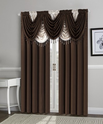 Kate Aurora Lux Living Complete 9 Piece Semi Sheer Rod Pocket Window Curtain & Valance Set