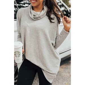 I AM A FASHION JUNKY Gray Cowl Neck Loose Fit Tunic Top Gray M - 1 of 4