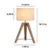 18" Industrial Tripod Table Lamp with Natural Wood Base, Metal Accents & Linen Shade for Bedroom, Living Room or Office - 3 of 4