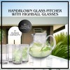 Artland Iris 90oz Hand Blown Pitcher & Set of 4 17oz Highball Glasses, Unique Bubble Design, Lead-Free Glass for Serving Beverages - 2 of 4