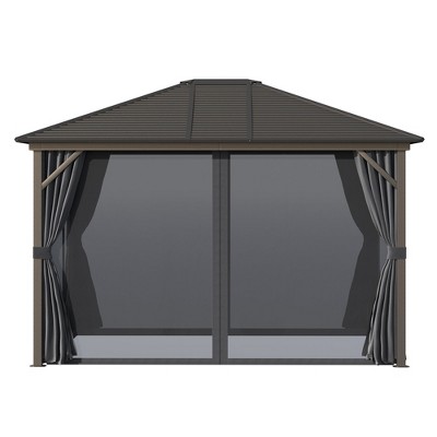 Dark Gray 10' x 12' Aluminum Frame Hardtop Gazebo