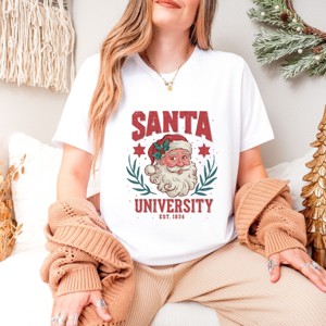 Simply Sage Market Vintage Santa University Short Sleeve Tee - M - White - 1 of 4