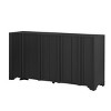Wood Sideboard with Layered Linear Doors,MDF Storage Cabinet with Triangular Legs,4-Door Sideboard for Dining or Living Room-Coolbibila - 3 of 4