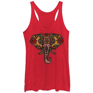 Women's Lost Gods Elephant Memory Henna Print Racerback Tank Top - 1 of 3