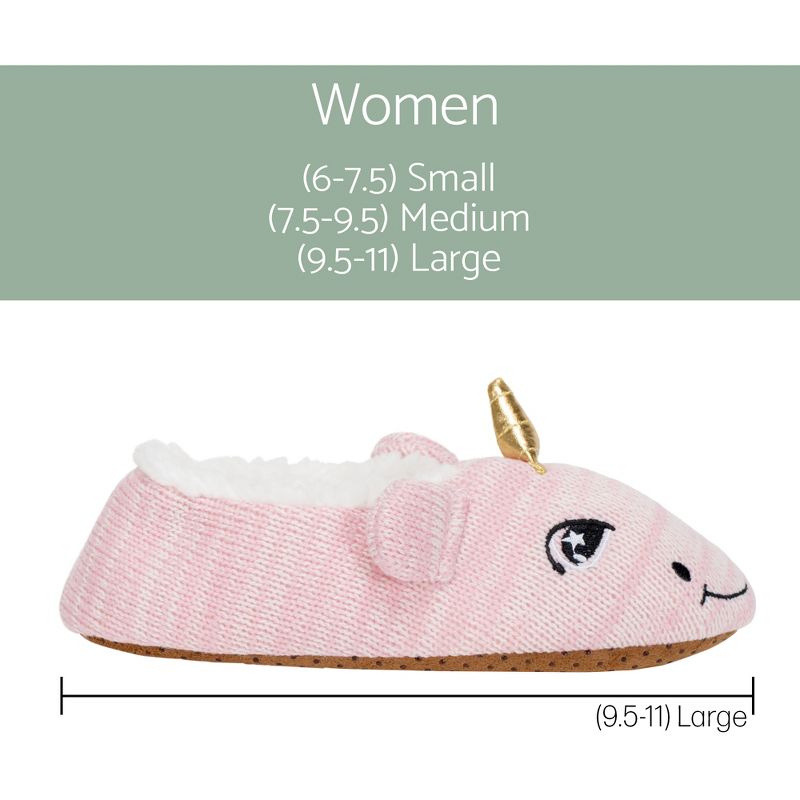 Pink Unicorn Womens Animal Cozy Indoor Plush Lined Non Slip Fuzzy Soft Slipper - Large, 4 of 7