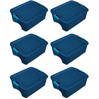 Sterilite 12 Gallon Latch and Carry Storage Tote, True Blue (6 Pack) | 14447406