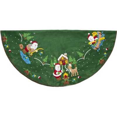Lodge Santa Green Felt Christmas Tree Skirt Kit