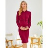 BLUEMING Hoodie Maternity Dress Hooded Sweat Dress with Front Pockets Raglan Sweatdress Stripe Midi Dress - 3 of 4