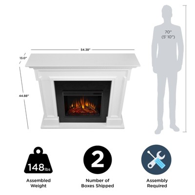 White Freestanding Electric Fireplace with Mantel