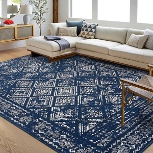 Acekool 6x9 Vintage Washable Rug – Soft Low-Pile Abstract Design, Non-Slip & Kid-Friendly for Living Room, Bedroom - 1 of 4