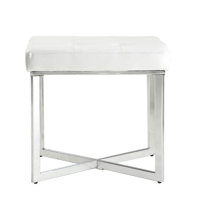 Julia Vanity Bench White/Chrome - Carolina Chair & Table