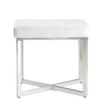Julia Vanity Bench White/Chrome - Carolina Chair & Table