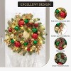 Coucheta 16 Inch Christmas Wreath - Small Artificial with 30 LED Lights, Red Green Gold Ball Ornaments for Indoor Fireplace Outside Window - 3 of 4