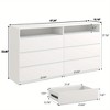 Dyonery 6-drawer double dresser with electrical outlets and LED lights, spacious storage cabinet with open shelves, charging cradle - 4 of 4