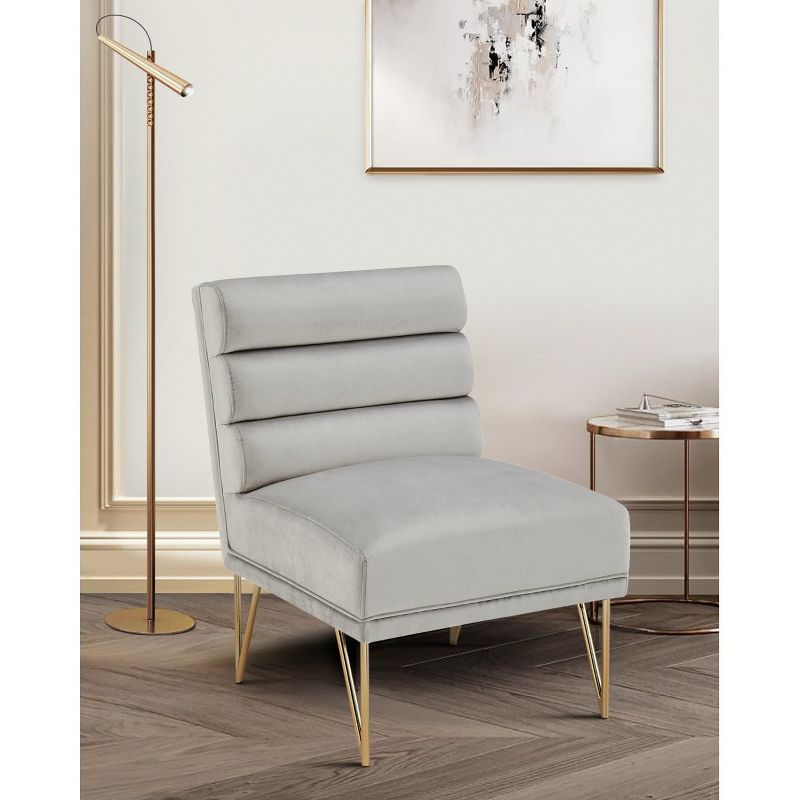 Iconic Home Velvet Quilted Slipper Chair, Karli, 4 of 12