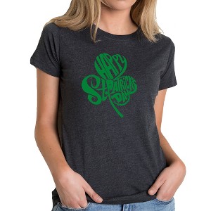 LA Pop Art Women's Premium Blend Word Art T-shirt - St. Patrick's Day Shamrock - 1 of 4