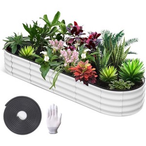 Oval/Round Raised Garden Bed – Large Wave-Shaped Outdoor Planter Box, Galvanized Steel, Open-Ended Base, Spacious Elevated Planter for Gardening - 1 of 4