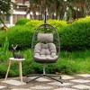 CAVINAS Outdoor Egg Swing Chair for Patio,High Quality Wicker Chair,Hammock Swing Chair for Patio,Living Room&Balcony,Waterproof,350LBS Capacity,Gray - 2 of 4