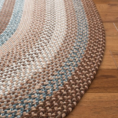 Handmade Square Blue and Brown Braided Area Rug