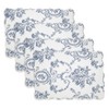 Saro Lifestyle Quilted Toile Floral Placemat (Set of 4), 14"x20", Indigo - 3 of 4