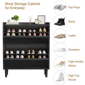 Shoe Cabinet with 2 Flip Drawers, Wooden Shoe Organizer with Adjustable Shelf, Shoe Storage for Entryway, Hidden Shoe - 1 of 4