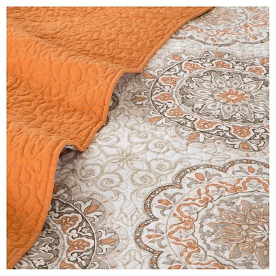 Full Blue Microfiber Reversible Quilt Set with Throw Pillows
