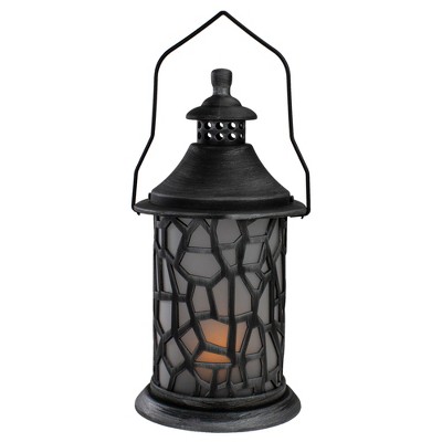 Northlight 12 Black Battery Operated Faux Flame Led Hurricane