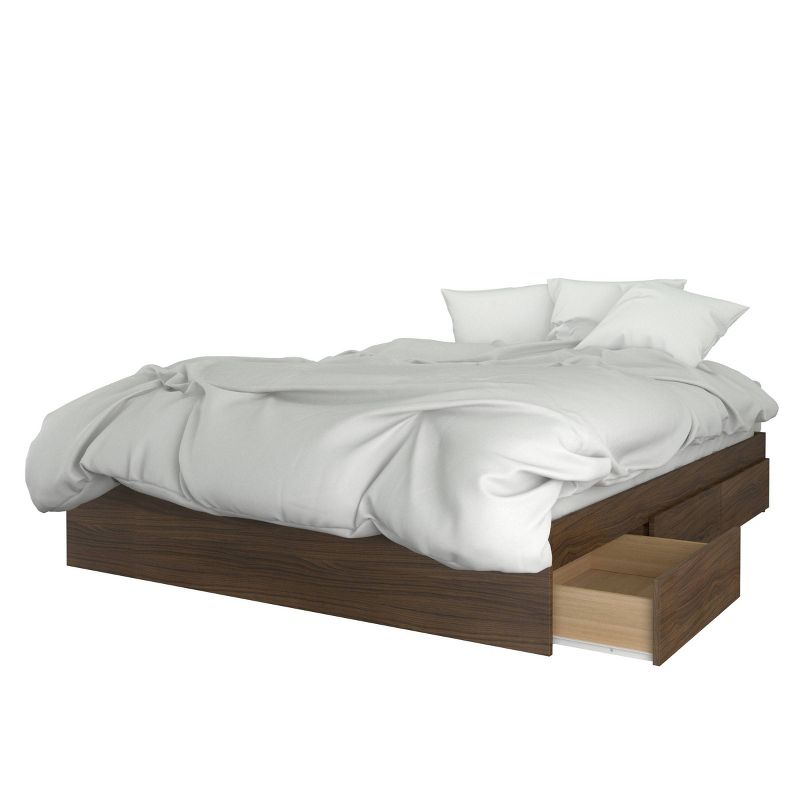 Queen Cologne 3 Drawer Storage Bed with Headboard Walnut/White - Nexera, 3 of 5