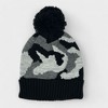 Charles Albert Boy’s Winter Hat & Glove Set - Camouflage Knit Beanie with Pom Pom and Matching Warm Gloves - Black & Gray - 3 of 4