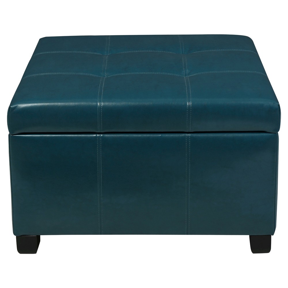 Photos - Pouffe / Bench Cortez Faux Leather Storage Ottoman Teal - Christopher Knight Home