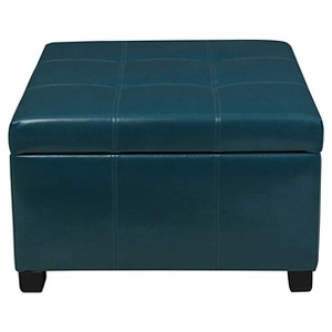 Cortez Faux Leather Storage Ottoman - Christopher Knight Home, Blue