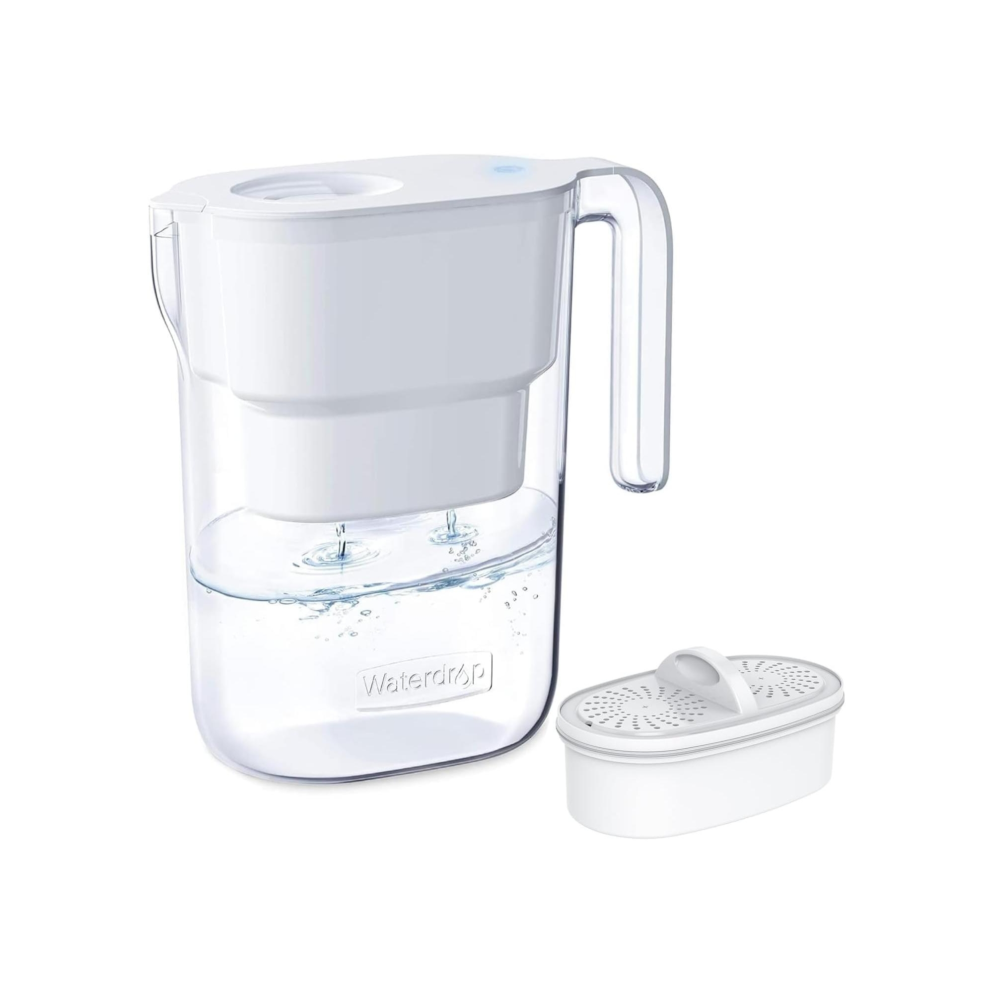 Waterdrop Water Filter Pitcher with 1 Filter, 5X Times Lifetime,Elfin, White