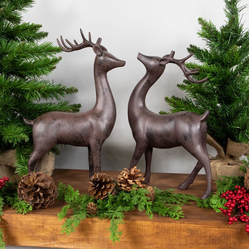 Northlight Set of 2 Brown Deer Christmas Decorations 14", 3 of 7