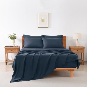 Marcielo 4/6 Pcs Soft Solid & Embroidery Bed Sheets Set - 1 of 4