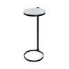 C Shaped Martini Drink Round Table with Black or Gold Metal Base, Carrara Marble top - 2 of 4