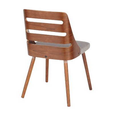 Gray Upholstered Ladderback Side Chair with Walnut Wood