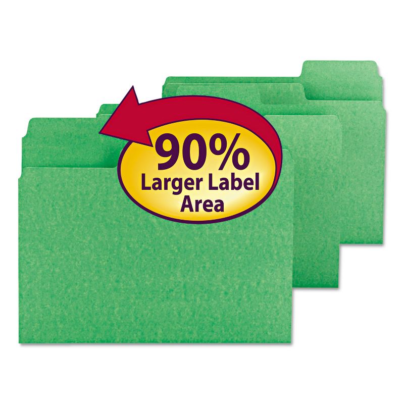 Smead SuperTab Colored File Folders 1/3 Cut Letter Green 100/Box 11985, 1 of 6