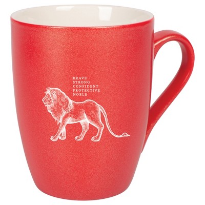 Elanze Designs 10 Ounce Ceramic Decorative Laser Engraved Giftable Novelty Tea Coffee Cup Mug Crimson Red Lion Brave Strong Confident Protective